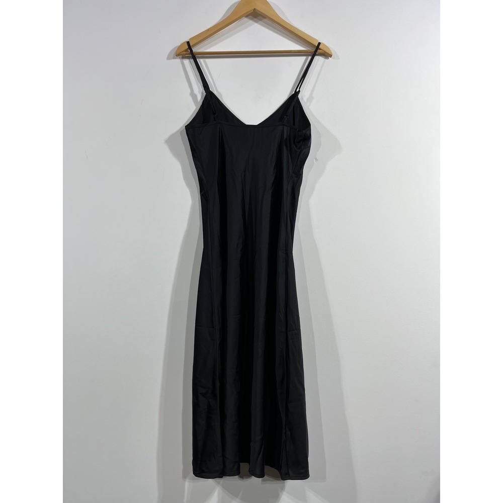 Anthropologie Y2K Fairy Grunge Black Midi Slip Dress Women Medium 90s Minimalist